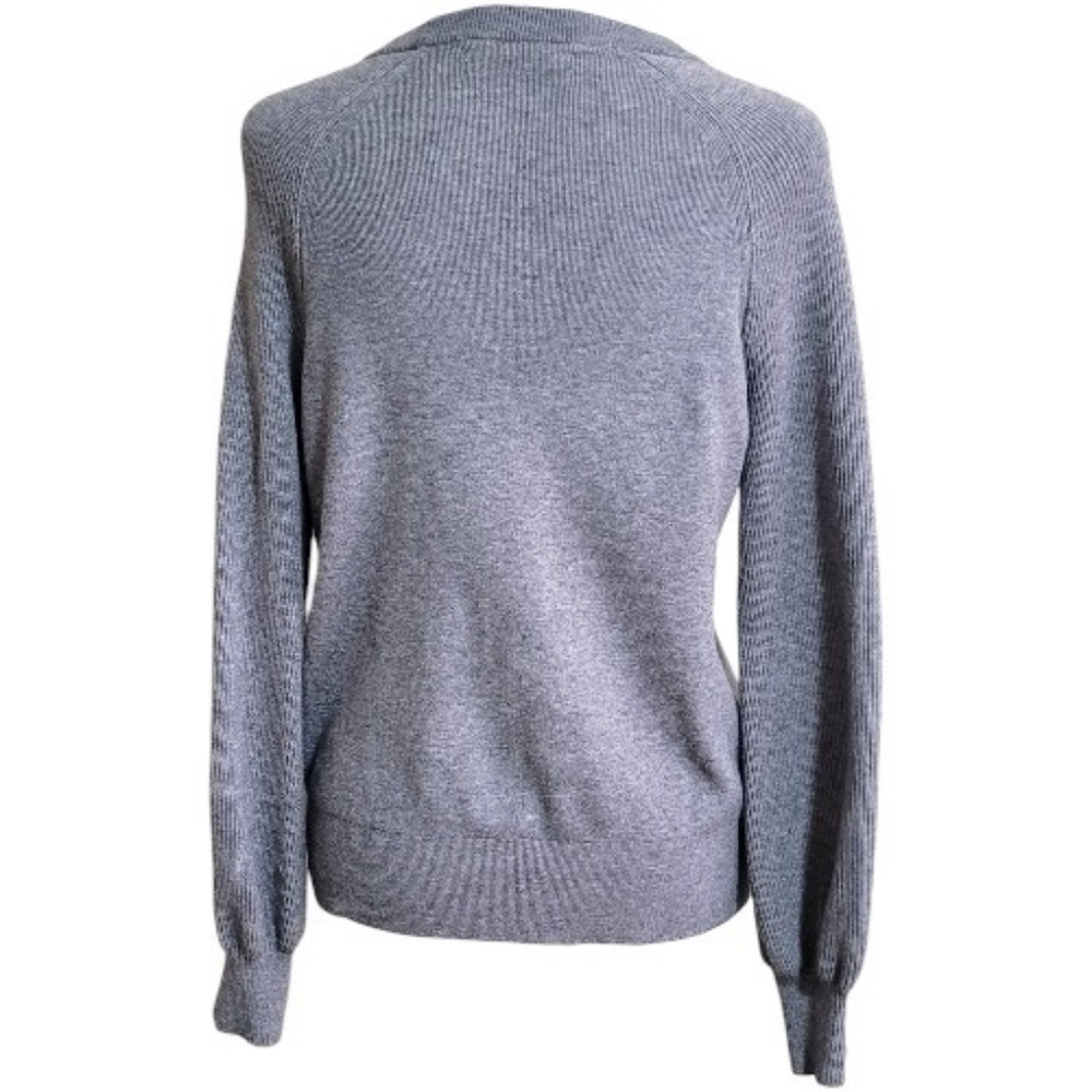 Anthropologie Grey Mary Knit Pullover Sweater, M, Crew Neck W/ V-Cutout - Picture 5 of 11